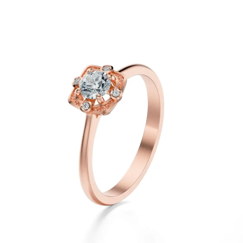 Pierścionek z różowego złota z diamentami AJPZ_137